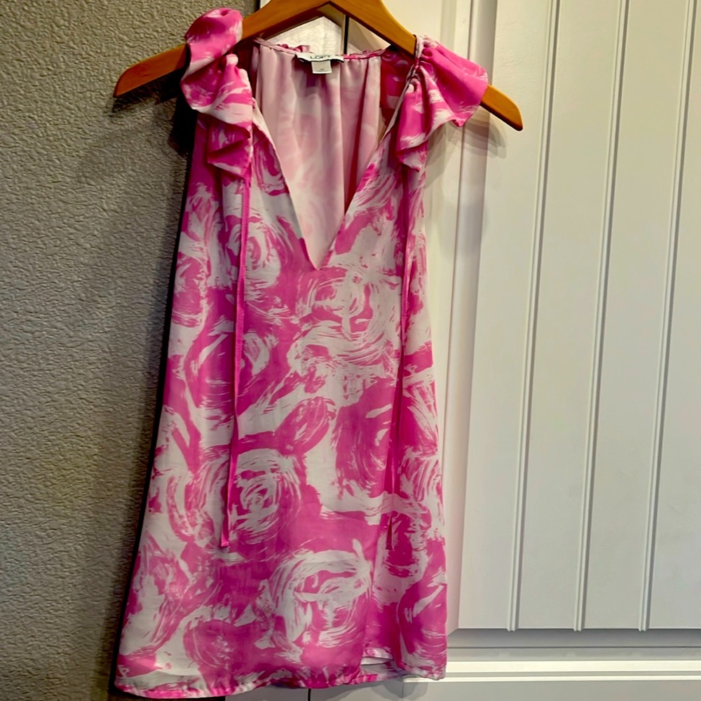 Sleeveless pink top from Loft.  Size medium